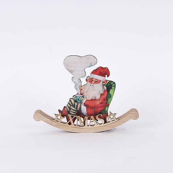 Eurolamp Дървена декорация с Дядо Коледа на стол, 23.5 см