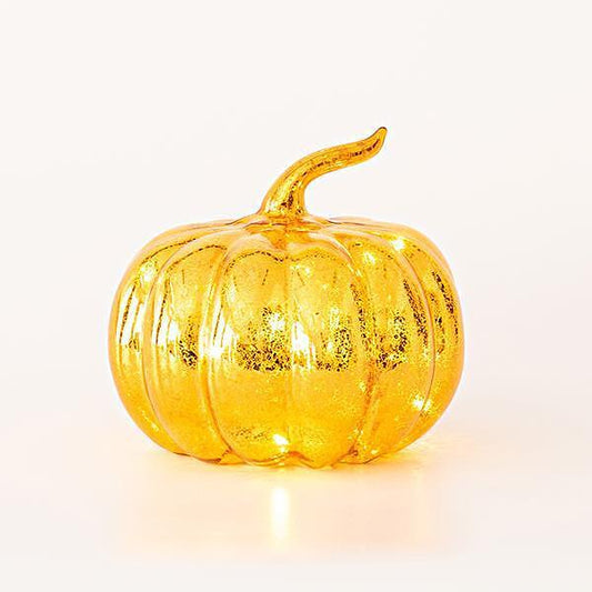 EUROLAMP LED деко тиква, стъклена, оранжева, 14,5x13,5см