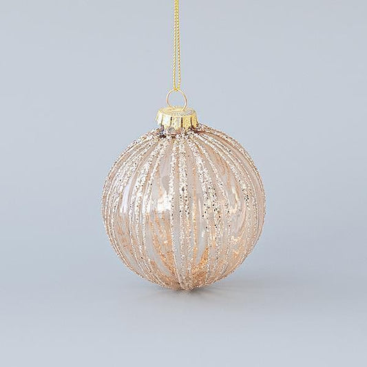 EUROLAMP Стъклена топка, шампанско с брокат, сет 4бр, 8см