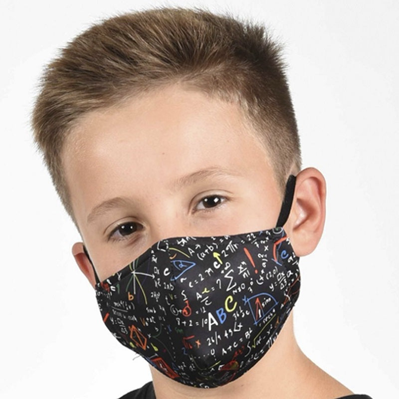 Двуслойна детска маска Математика с метален стек 6-12 г