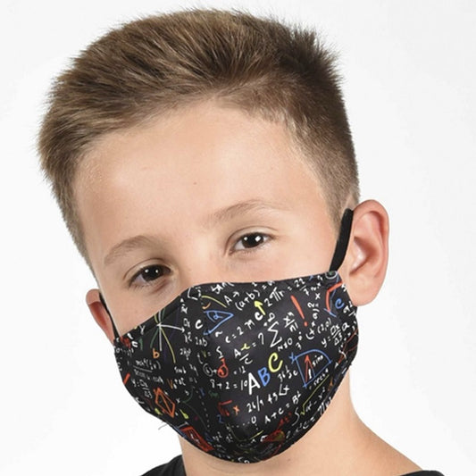 Двуслойна детска маска Математика с метален стек 6-12 г