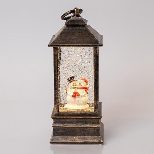 Коледен фенер със снежен човек, светещ с вода, LED