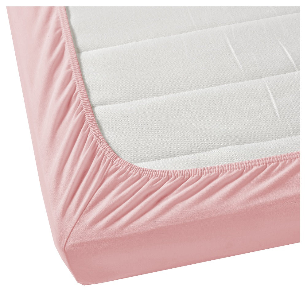 Долен чаршаф единичен светло розов с ластик