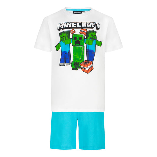 Пижама с къс ръкав Minecraft Creeper и Zombies, размер 128