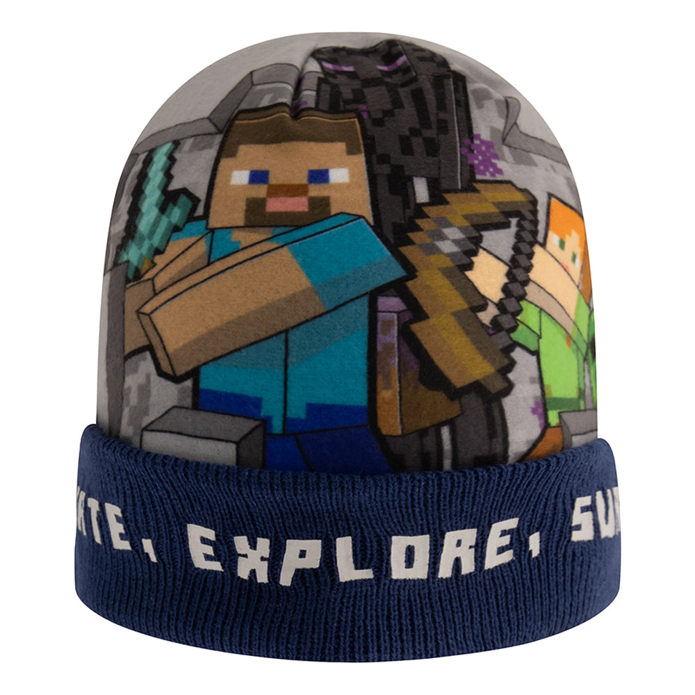 Шапка MINECRAFT Blue create, explore, survive, размер 54