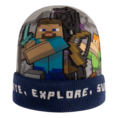 Шапка MINECRAFT Blue create, explore, survive, размер 54