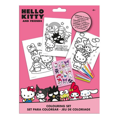 Комплект за оцветяване със стикери Hello Kitty and Friends