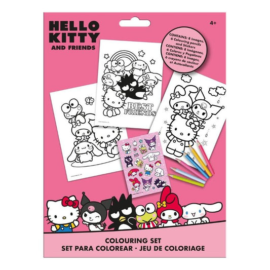 Комплект за оцветяване със стикери Hello Kitty and Friends