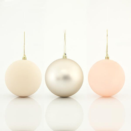 Играчка за елха топка, слонова кост ретро, 6 бр.