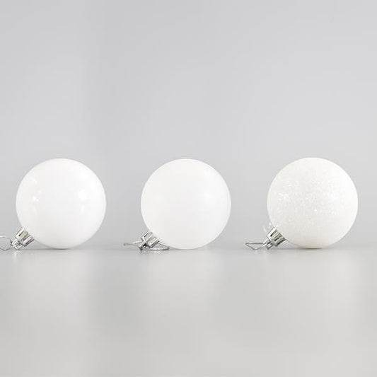 Играчка за елха топка, бяла, 6 бр., 6см