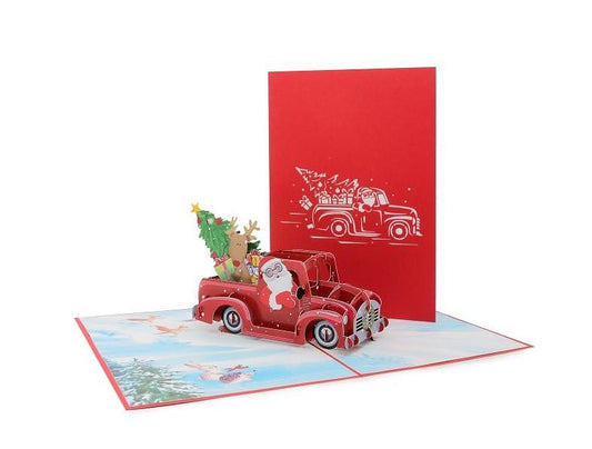 KIRIORI Поздравителна картичка "Дядо Коледа с кола"