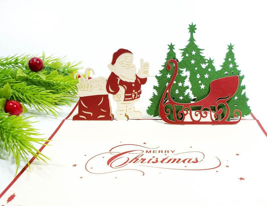 KIRIORI Поздравителна картичка "Дядо Коледа с шейна"