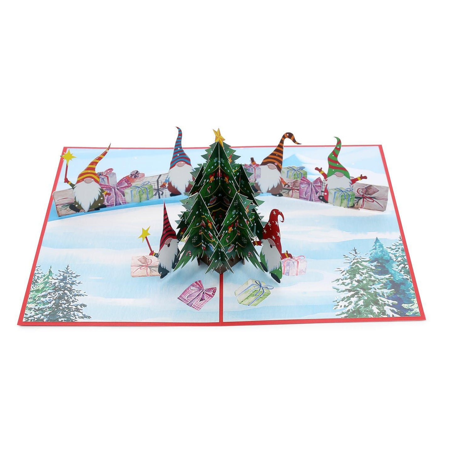 KIRIORI Поздравителна картичка "Джуджета с елха"