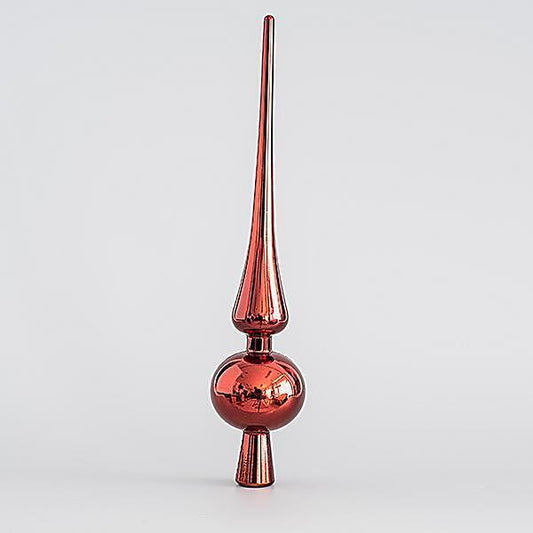 Коледен декоративен връх за елха, цвят червен, 28см