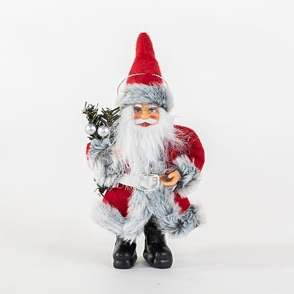 EUROLAMP Деко Дядо Коледа със сив пух, 18см