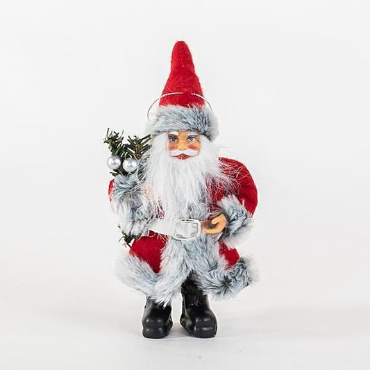 EUROLAMP Деко Дядо Коледа със сив пух, 18см