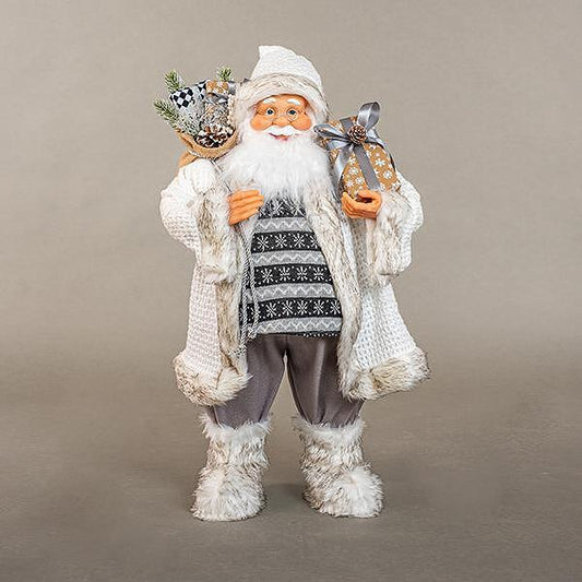 ДЕКОРАЦИЯ ДЯДО КОЛЕДА СИВ, 80 СМ