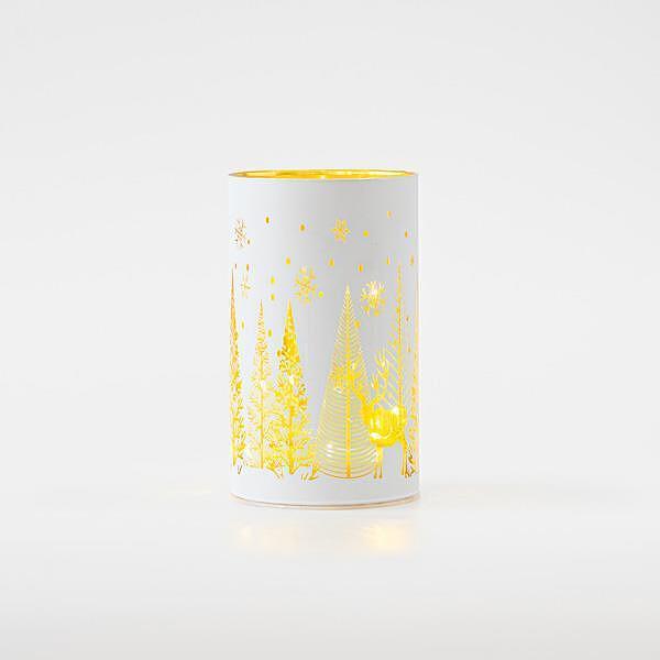 Коледна LED лампа бяла със зимни елементи, 9x15см