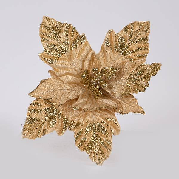 EUROLAMP Коледна звезда, златна с тичинки, 22см