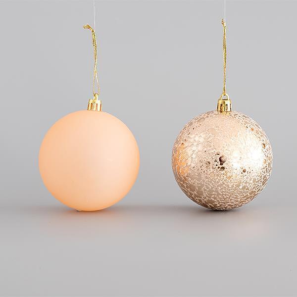 EUROLAMP Декоративни топки за елха, бледорозови, 8см, сет 6бр.