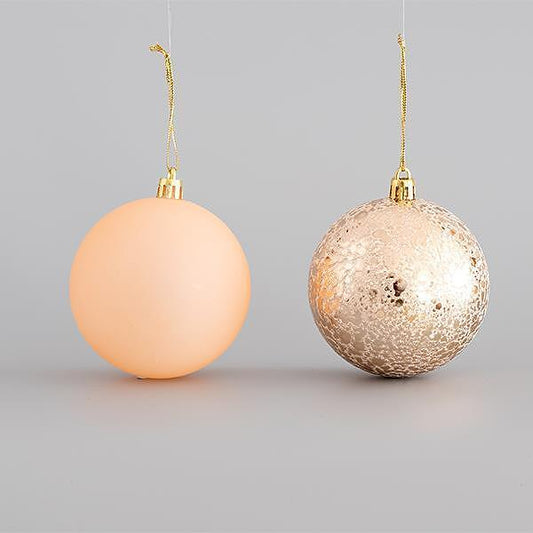 EUROLAMP Декоративни топки за елха, бледорозови, 8см, сет 6бр.