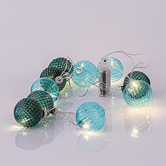 ЛАМПИЧКИ 10LED 5MM ЗЕЛ.СФЕРИ, 3хАА, ПРОЗР.КАБЕЛ,WW СВЕТЛИНА