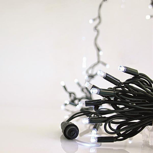 ЛАМПИЧКИ,100 LED,230V, ЗЕЛ.КАБЕЛ, WW FLASH