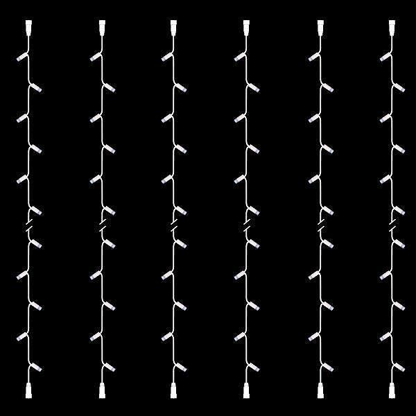 Коледни лампички 20 LED, сет 6бр, бял гумен кабел, топла бяла светлина, IP56