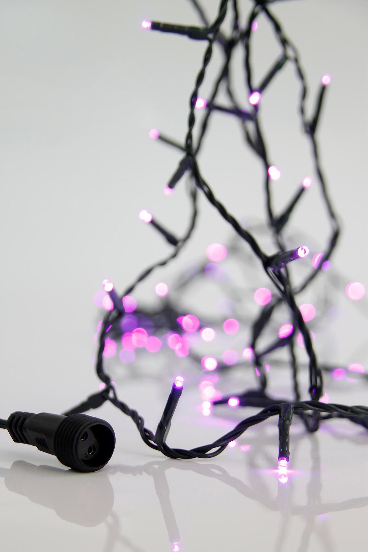 ЛАМПИЧКИ 100LED 3MM,31V, ЗЕЛ.КАБЕЛ, ЛИЛАВА СВЕТЛИНА