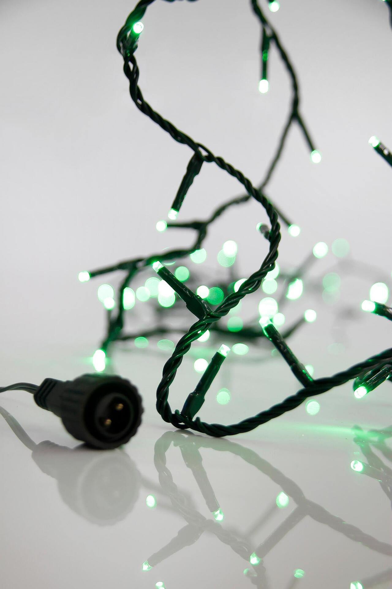 ЛАМПИЧКИ 100LED 3MM,31V, ЗЕЛ.КАБЕЛ, ЗЕЛЕНА СВЕТЛИНА