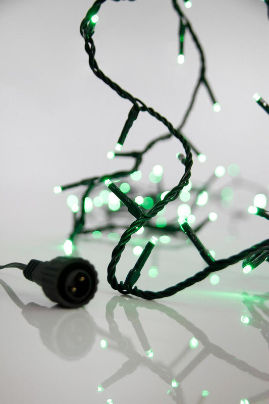 ЛАМПИЧКИ 100LED 3MM,31V, ЗЕЛ.КАБЕЛ, ЗЕЛЕНА СВЕТЛИНА