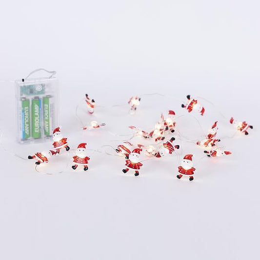Eurolamp Лампички 20 LED с акрилни Дядо Коледовци, таймер, IP20