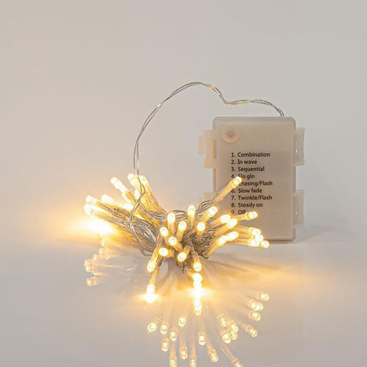 EUROLAMP ЛАМПИЧКИ 24 LED 3MM, БАТЕРИЯ 3XAA, ТАЙМЕР, ТОПЛО БЕЛИ, IP44