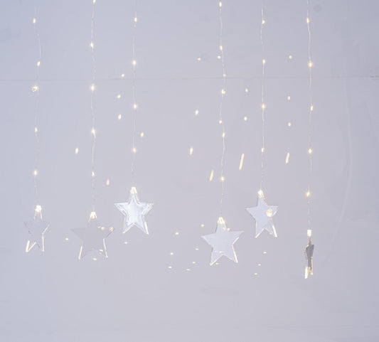 ЛАМПИЧКИ ЗАВЕСА,47 MINI LED,СЪС ЗВЕЗДИ,WW