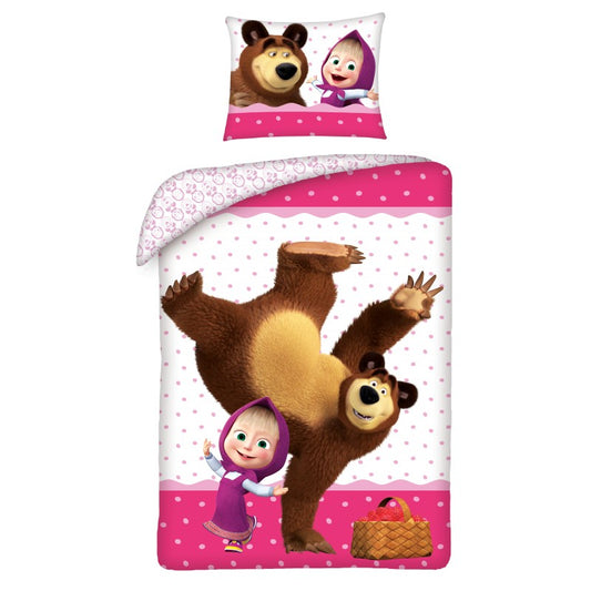 Детски спален комплект Маша и Мечока Розов