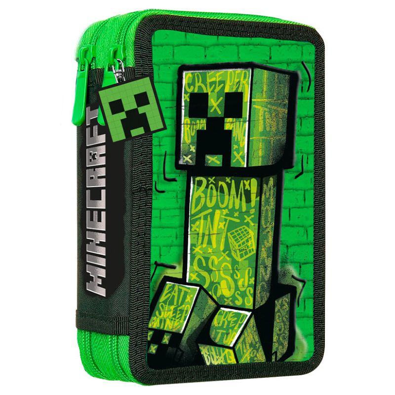 Ученически несесер със съдържание и 2 отделения Minecraft Creeper The King