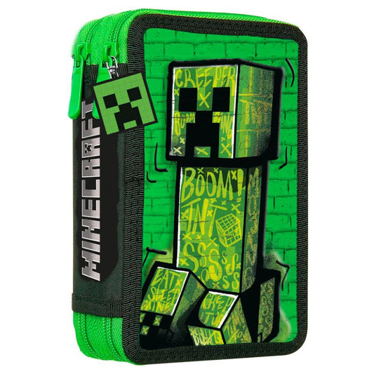 Ученически несесер със съдържание и 2 отделения Minecraft Creeper The King