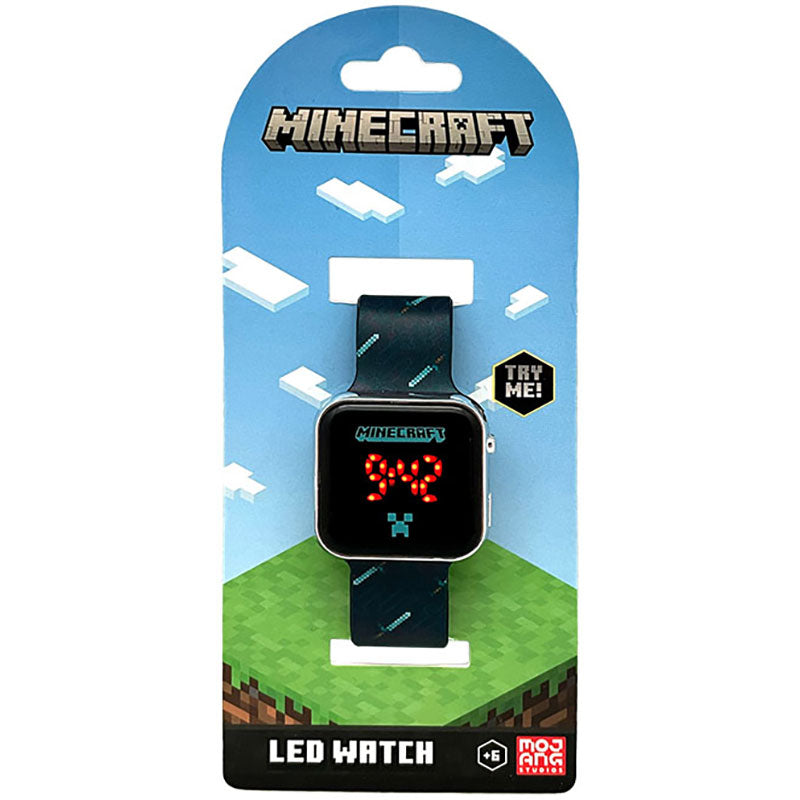 LED часовник Minecraft мечове