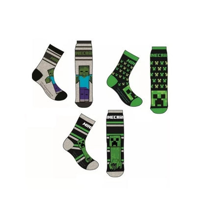 Чорапи Minecraft Steve и Creeper Pack, 3 дизайна, размер 27-30