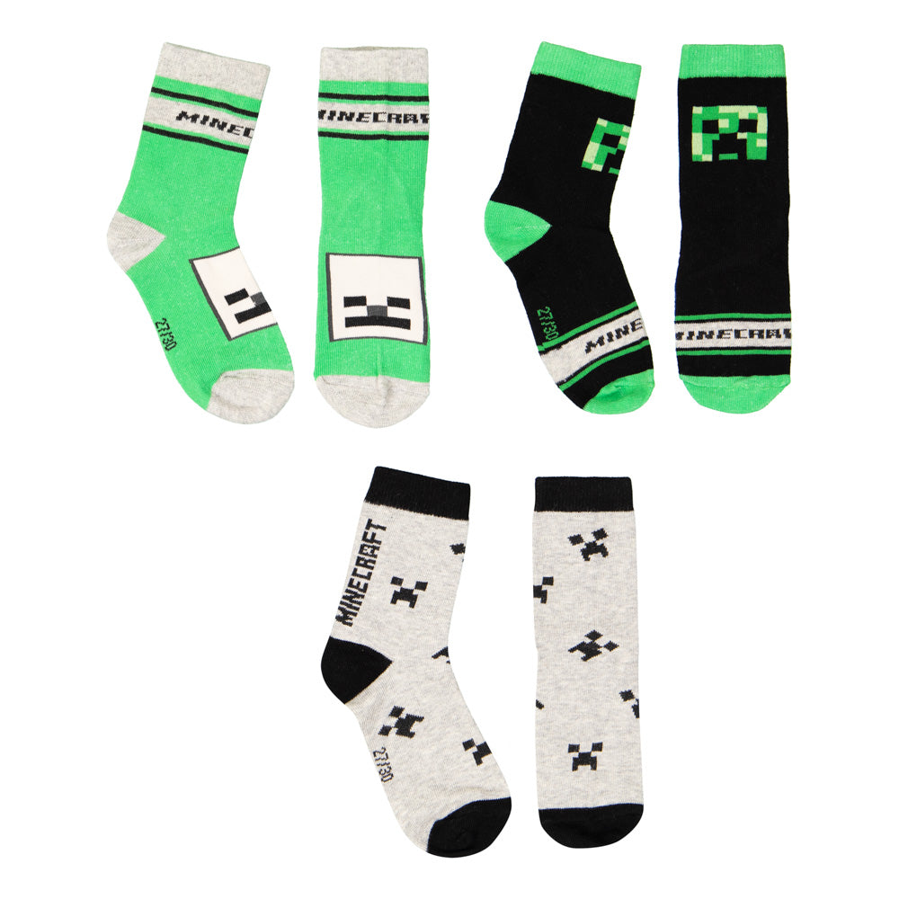 Чорапи Minecraft Green Pack, 3 дизайна, размер 31-34