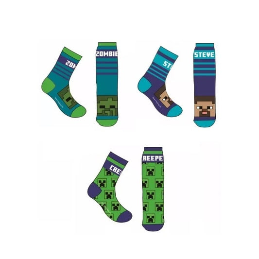 Чорапи Minecraft Bright Blue Pack, 3 дизайна, размер 31-34