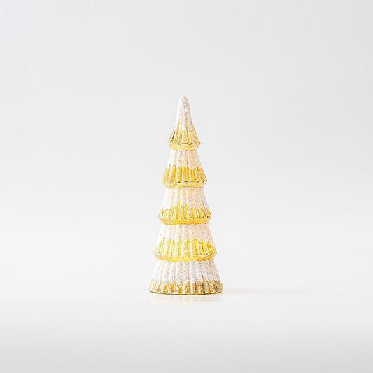 Коледно осветена стъклена елха, златно, 20,5см