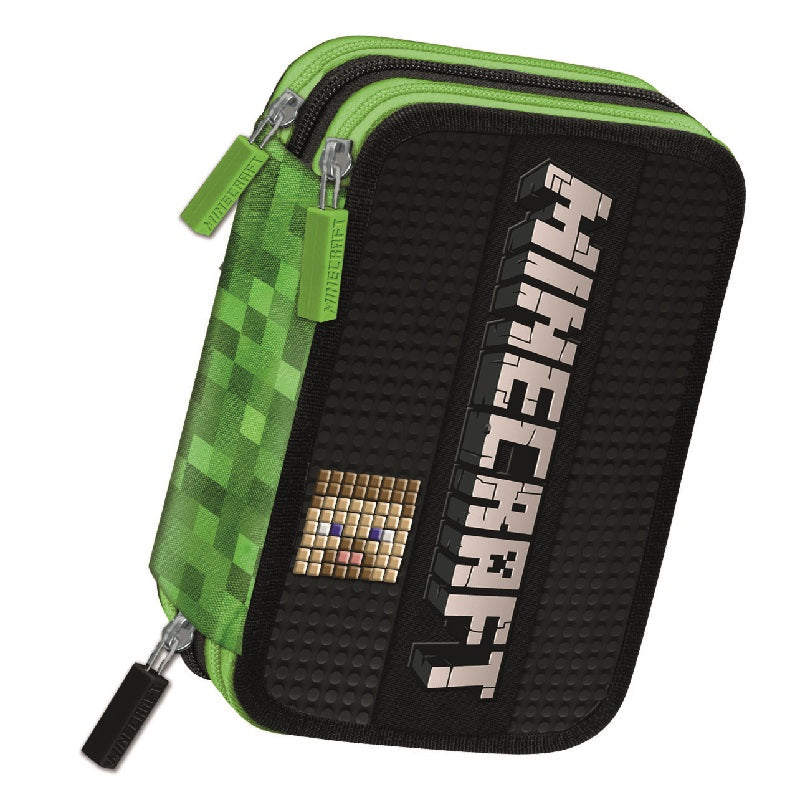 Комплект ученическа раница и несесер със съдържание Minecraft pixel