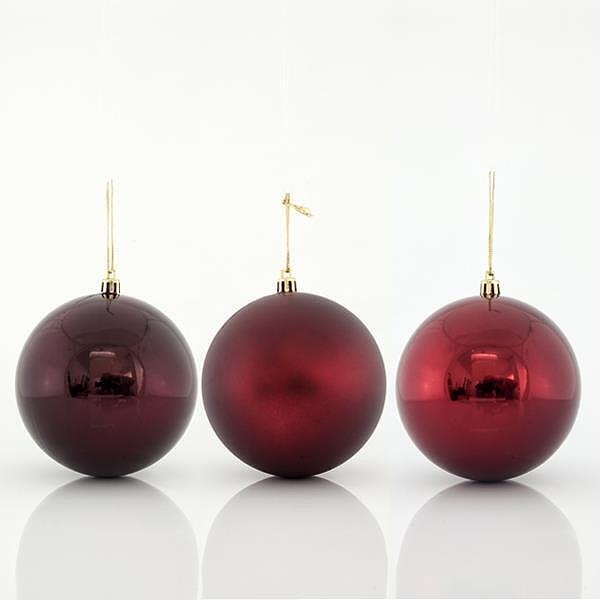 EUROLAMP Пластмасови тъмночервени топки, комплект 6бр., 8см