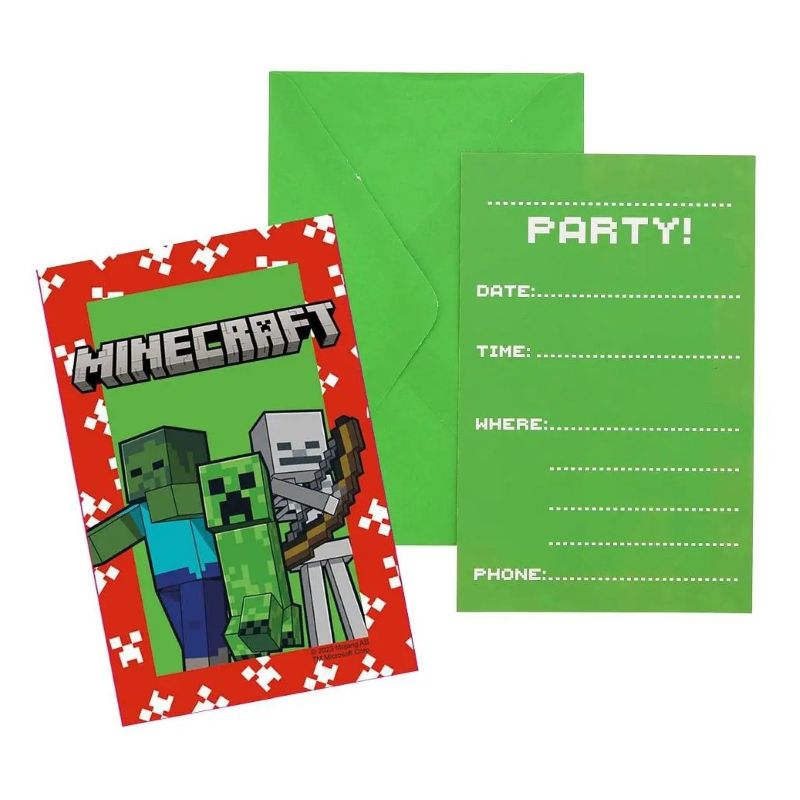 Покана Minecraft трио, 6 бр.в комплект