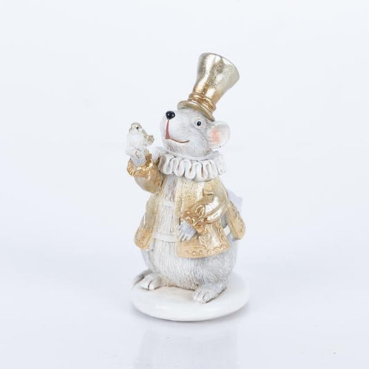 EUROLAMP Полирезинова декорация с мишка и птица, шампанско, 11см