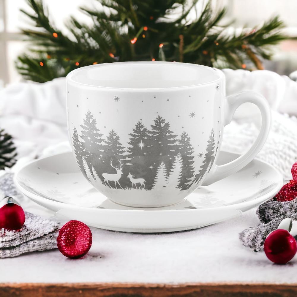 Florina порцеланова чаша с чинийка, дизайн Аляска, 240мл