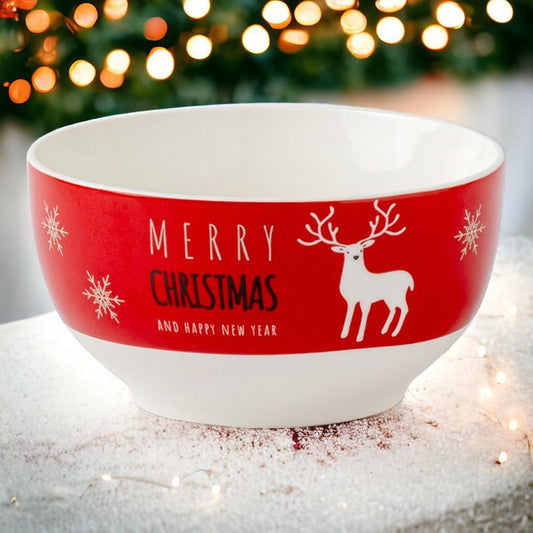 Florina порцеланова купа за салата, дизайн еленът Рудолф, 13см