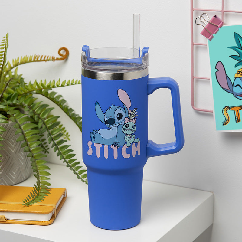Термо чаша със сламка Stitch 900 ml