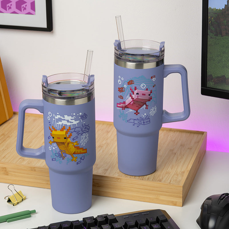 Термо чаша със сламка Minecraft Purple 900 ml